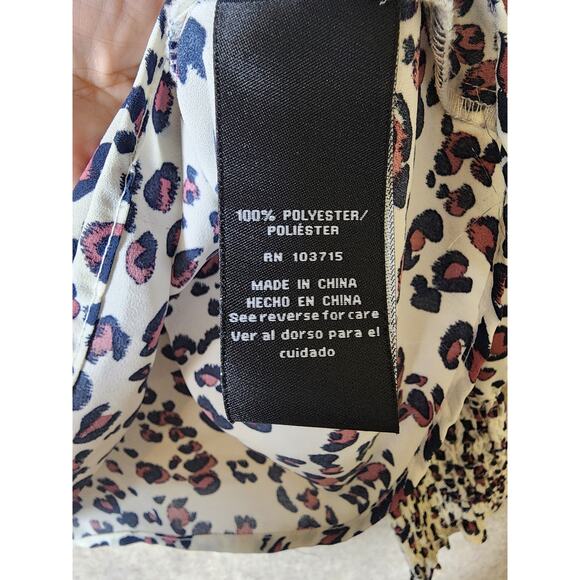 ZAC & RACHEL Pink Gray Animal Print Bell Sleeve Boho Hippie Top SZ L - Picture 11 of 13